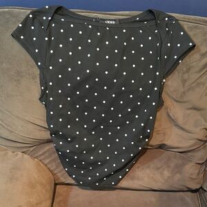 Cider Black and White Polka Dot Bodysuit-like top. NWT